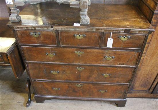 George II walnut chest of drawers (formerly the upper part of a chest on chest)